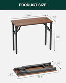 Frylr Small Folding Computer Desk – 35.8 Inch Portable Table for Craft and Study, Lightweight Desk for Small Spaces, Foldable Laptop Table Built-in AC/USB Outlets for Convenience, Dark Walnut by CozyNest Decor