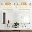 4 Light Bathroom Light Fixtures, Brass Vanity Lights for Bathroom with Clear Glass Shades, Modern Bathroom Wall Sconces for Mirror Living Room Cabinet by CozyNest Decor