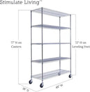 48"x18"x72" PRIME HEAVY DUTY Chrome 5-Tier Wire Shelving NSF 4000 LBS MAX Capacity Storage Rack for Commercial, School, Home, Garage, Warehouse, Industrial, and Hospital Uses (with Wheels) by CozyNest Decor
