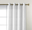 MIUCO Moroccan Embroidered Semi Sheer Curtains Faux Linen Grommet Window Curtains for Bedroom Living Room 84 Inches Long 2 Panels, Pure White by CozyNest Decor