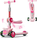 Unbreakable & Never Fall Down 2-in-1 Scooters Kids 3 Wheel Kick Scooter for Boys Girls Ages 3-8, Adjustable Height & Seat, Widened Non-Slip Deck, More Safer for Beginner Toddlers by TinyTreasures Baby Boutique