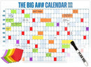 The Big A## Calendar Mid-Year Wall Planner – July to June Dry-Erase Board – Includes 1 Marker & 100 Labels – Lightweight, Easy to Hang Yearly Planner – Plan Goals & Adventures – Blue, 4’x3’