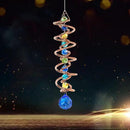 FONMY Gazing Ball Spiral Tail -Decorative Wind Spinner Sun Catcher Rainbow Maker Copper Double-Spiral W/Sea Blue Crystal Ball and Chain Crystals Beads for Indoor Outdoor Garden Decoration -14 inch H by GreenHaven Gardens