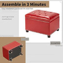 Joveco Leather Storage Ottoman, 24" Rectangle Square Bench Foot Rest Stool for Bedroom Living Room, Red by CozyNest Decor