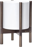 D'vine Dev Planter Pot with Stand - 10 Inch Plastic Cylinder Flower Pot with Wood Planter Holder for Indoor, Matte White Pot + Walnut Color Stand, 55-C-L-1 by GreenHaven Gardens