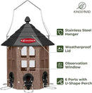 Kingsyard Wild Bird Feeder for Outdoor Hanging, Recycled Plastic Bird Feeders with 6 Ports & U-Shape Perch, Garden Yard Outside Decoration, 3.5 lbs Seed Capacity, Brown by GreenHaven Gardens