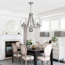 5-Lights Modern Pendant Light Fixtures, Wagon Wheel Dining Room Chandelier in Brushed Nickel, Hanging Ceiling Home Lighting for Foyer Kitchen Bedroom by CozyNest Decor