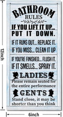 Rustic Western Bathroom Decor - Funny Wall Signs, Farmhouse Country Rules Wall Decor D1 by CozyNest Decor