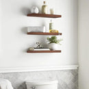BAYKA Floating Shelves for Wall, Wall Mounted Rustic Wood Shelves for Bathroom, Bedroom, Living Room, Kitchen,Small Hanging Shelf for Books/Storage/Room Decor (Walnut-Like, Set of 3, 15.7in) by CozyNest Decor