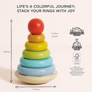 Le Toy Van – Wooden Rainbow Stacker | Girl & Boy 7 Piece Rainbow Wobbling Ring Stacker – Suitable for 18+ Months by TinyTreasures Baby Boutique