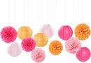 Pink-Orange Party-Decorations Paper-Flowers Lanterns - 15PCS Fall Wedding Birthday Tissue Pom Poms Streamers, Boho Baby Bridal Shower Graduation Sunset Hanging Supplies Decor Hugfond by CozyNest Decor