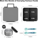 Bento Lunch Box with 8oz Soup Thermo, Kids Leakproof Lunch Food Containers with 4 Compartment, Kids Thermo Insulated Hot Food Jar for School, Trvael (Grey) by TinyTreasures Baby Boutique