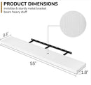 Fun Memories 55 Inch Floating Shelves - 9 Inch Deep Rustic Wooden Wall Shelves - Extra Deeper & Thicker Wall Mounted Storage Shelf for Living Room, Kitchen, Farmhouse - 55" W x 9" D x 1.8" H - White by CozyNest Decor