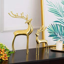 Sziqiqi Reindeer Figurine Statues Deluxe Set of 2, Christmas Deer Pure Copper Heavy Reindeer Ornaments for Home Decor Accents Living Room Office Bookself Tabletop Mantle Christmas Decoration, Gold by CozyNest Decor