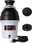 1 HP Garbage Disposal with Sound Reduction, TECASA Food Waste Disposer for Kitchen Sink, Septic Safe Garbage Disposal, Power Cord Included, Grey and Black - HyperCrush 100 by CozyNest Decor