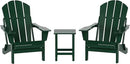 WO Home Furniture Adirondack Chairs Table Set of 3 PCS Outdoor Folding Chairs Side End Table Weather/UV Resistant for Lawn, Garden, Bon Fire, Balcony (Dark Green) by GreenHaven Gardens