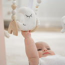 Comfy Cubs Wooden Baby Play Gym - Natural Finish Pinewood Baby Activity Gym with 5 Sensory Hanging Toys - Easy No-Tool Assembly, Safe and Durable for Infant Motor and Visual Development - Blush by TinyTreasures Baby Boutique