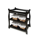 Badger Basket Sleigh Style Baby Changing Table - Nursery Diaper Station with Safety Rails, Foam Pad, and Two Storage Shelves - Nursery Organizer - Black by TinyTreasures Baby Boutique