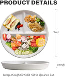 9" Unbreakable Divided Plates Set of 5, Wheat Straw Plate Reusable Dinnerware Portion Control Plates, Round Bariatric Plastic Plate for Kids Adults, BPA-free, Dishwasher Safe by CozyNest Decor