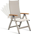 Adjustable Folding Chair, Indoor & Outdoor Balcony, Patio Porch, Garden Lawn, Pool, for Comfortable Foldable Chairs, Portable Cozy Recliner, Metal Frame with Teak armrest, Durable by GreenHaven Gardens