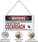 Warning Sign, Cockroach Warning Wood Plaque Sign, Funny Door Signs, Decorative Wood Hanging Suspension Plaque, Farmhouse Wooden Wall Decor, Outdoor Hanging Wooden Signs by CozyNest Decor