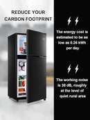 3.5 Cu.Ft Refrigerator 2 Door 7 Level Adjustable Thermostat Control Top-Freezer Refrigerator Lock Fresh Energy Saving Black (KB03-FLS-80-BLACK) by CozyNest Decor
