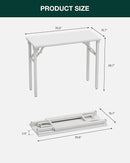 Frylr Small Folding Computer Desk – 35.8 Inch Portable Table for Craft and Study, Lightweight Desk for Small Spaces, Foldable Laptop Table Built-in AC/USB Outlets for Convenience, White by CozyNest Decor