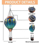 2PC Hot Air Balloon Solar Lantern with 2PC Shepherd Hook, Flickering Flame Hanging Solar Lanterns Outdoor Lights Waterproof Lanterns for Garden Patio Yard Party Decor (Peacock Feather Blue) by GreenHaven Gardens