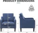 VINGLI Modern Accent Chairs Set of 2, Blue Living Room Chairs Comfy Armchair for Bedroom, Upholstered Sofa Chair Reading Chair for Small Spaces, Apartment, Waiting Room by CozyNest Decor