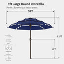 Kingdura 9ft 3-Tier Patio Umbrella with Solar Lights, Table Umbrella Outdoor Patio with Easy Crank & Tilt, 8 Sturdy Ribs, UV Protection, 32 LED Lights for Deck, Poolside, Market (Navy blue) by GreenHaven Gardens