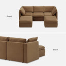 mopio Oversized Modular Sectional Sofa with Fully Removable Covers and Storage, Convertible U, L-Shaped and Sleeper Sectional, Modern Couches with Ottoman Chaise (Hazelnut Velvet, 5 Seats, U) by CozyNest Decor