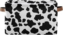 Black White Cow Skin Print Storage Basket Cube Storage Bins Organizer Bag Collapsible Closet Shelf Baskets with handle for Baby Cloth Pet Toy Book 14.2×10.2×8.3 IN by TinyTreasures Baby Boutique