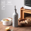 Sweejar Large Olive Oil Dispenser Bottle with Spout, 24 Oz Ceramic Oil Dispenser for Kitchen, Relief Opaque Oil Cruet, Oil Container for Cooking, EVOO, Avocado Oil, Vinegar, Pack of 1(Gray) by CozyNest Decor