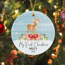 Unifury Personalized Baby First Christmas Ornament 2024, Adorable Keepsake for Babies First Christmas Tree, Holiday Decor for Celebrating Ceramic Babys 1st Christmas Ornament 2024, Animal Baby by TinyTreasures Baby Boutique