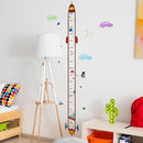 Rocket Self-adheve Vinyl Nursery Wall Decal Baby Growth Chart Sticker for Bedroom Play Room Peel and Stick Kindergarten Height Measure Mural by CozyNest Decor