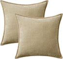 MIULEE Pack of 2 Couch Throw Pillow Covers 16x16 Inch Beige Farmhouse Decorative Pillow Covers with Stitched Edge Soft Chenille Solid Dyed Spring Pillow Covers for Sofa Bed Living Room by CozyNest Decor