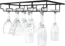 4 Rows Wine Glass Rack Under Cabinet Hanging Stemware Wine Glass Holder Under Shelf Wire Wine Glasses Racks Hanger for Bar, Kitchen (1, 4 Rows) by CozyNest Decor