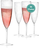 Clear Plastic Champagne Flutes, 96 PCS Disposable Reusable Cocktail Cups for Home Daily Life Party Birthday Wedding Toasting Drinking Champagne (6 oz) by CozyNest Decor