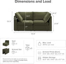 mopio Oversized Modular Sectional Sofa with Fully Removable Covers and Storage, Convertible U, L-Shaped and Sleeper Sectional, Modern Couches with Ottoman Chaise (Olive Green Velvet, Loveseat) by CozyNest Decor
