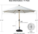 PURPLE LEAF 11 Feet Patio Umbrella Outdoor Table Umbrella Round Aluminum Market Umbrella with 8 Sturdy Ribs & Crank Commercial Outdoor Umbrellas for Garden Deck Patio, Cream by GreenHaven Gardens