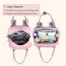 BabbleRoo Diaper Bag Backpack - Baby Essentials Travel Tote - Multi function Water Resistant Diaper Bag, Travel Essentials Baby Bag with Changing Pad, Stroller Straps & Pacifier Case - Unisex, Pink by TinyTreasures Baby Boutique