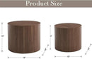 CIMOTA Round Wood Nesting Coffee Table Set of 2, Modern Circle Travertine End Side Table Sets for Living Room, Walnut Wooden Color/No Assembling by CozyNest Decor