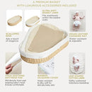Bebe Bask Premium Baby Changing Basket - Artisan-Crafted Scalloped Rattan - Changing Basket for Baby Dresser - All Accessories Included - Complete Set for Nursery (Natural) by GreenHaven Gardens