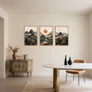 Large Boho Mountain Framed Canvas Wall Art Set, Brown Ridge Landscape Wall Decor, Pine Tree Scenery Wall Painting, Abstract Wilderness Art Print for Living Room, Bedroom, Office - 16"X24"X3 by CozyNest Decor