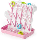 SpaceAid Baby Bottle Drying Rack with 20 Hooks, Space Saving Kitchen Bottles Rack Dryer, Vertical Baby Bottle Holder Organizer for Countertop Storage Accessories (White and Pink) by TinyTreasures Baby Boutique