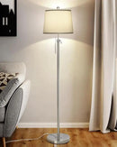 Floor Lamp for Living Room,Adjustable Height Standing Lamp,Dimmable Modern Floor Lamps for Bedroom Office Tall Floor Lights with Pull Chain Bulb Included-Silver Gray Shade by CozyNest Decor