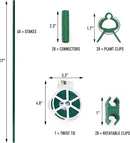 MAXPACE 125pcs Garden Stakes Kit: Includes 40 Sets of Fiberglass Plant Sticks Supports & Accessories for DIY 4ft, 5ft, 6ft, 7ft Stakes for Tomato, Vegetables, Indoor & Outdoor Gardening Supplies by GreenHaven Gardens