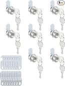 8 Packs Drawer and Cabinet Locks (Keyed Different) Secure Important Files, 5/8Inch 16mm Cam Locks with 3 pcs Different Lock Plates for Cabinet Cupboard File Drawer Mailbox Dresser Kitchen by TinyTreasures Baby Boutique