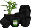 Plant Pots with Multi Drainage Holes - 10 Pieces Versatile, Sturdy Plastic, Stackable Design Home Decor Flower Pots for Indoor and Outdoor Gardening - Black by GreenHaven Gardens