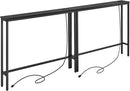 ELYKEN 2 Pack 5.9" Narrow Console Sofa Table with Power Outlets, 5.9" Dx39.4 Wx31.1 H Long Black Behind Couch Table with Metal Frame and Charge Station with 6.5’ Extension Cord by CozyNest Decor
